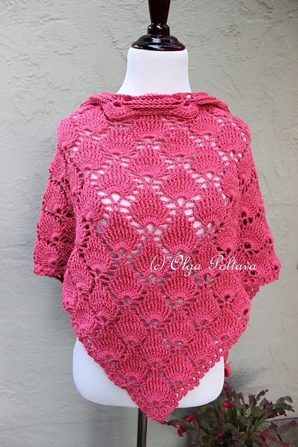 Bright Pink Shells Shawl