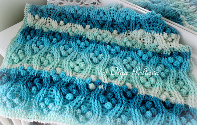 Cables and Popcorns Baby Afghan