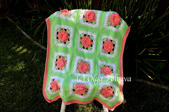 Rose Granny Square Afghan