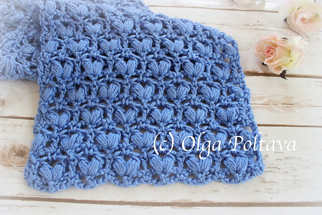 Puff Stitch Berry Scarf