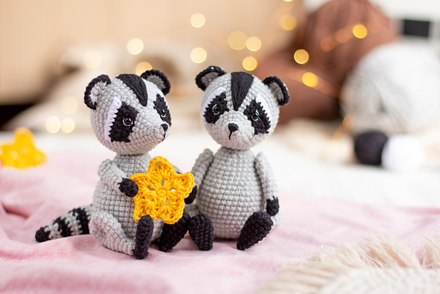 Crochet raccoon toy