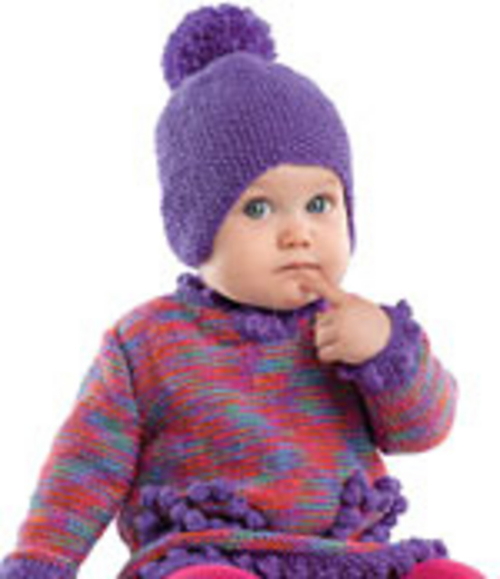 Baby's Striped Purl Fabric Jumper & Hat