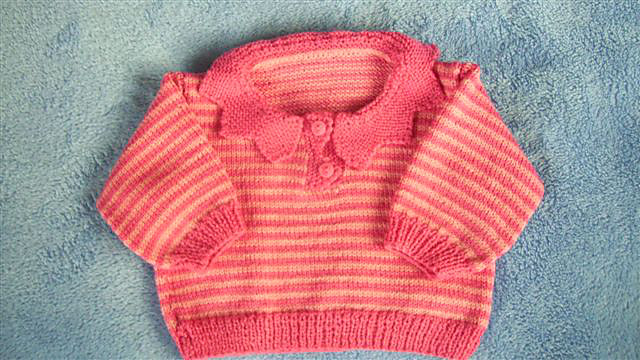 Striped Sweater with Zig Zag Collar and Bootees