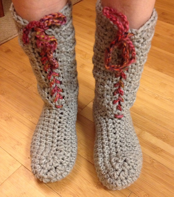 Chunky Lace Up Boot Slippers