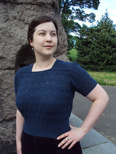 Open-Work Jumper with Moss-Stitch Top