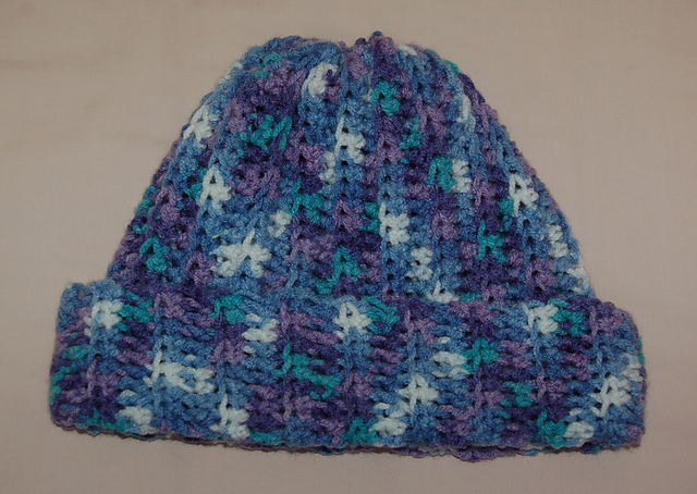 "Ribbed" Crocheted Hat