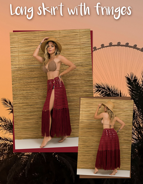 Long skirt with fringes