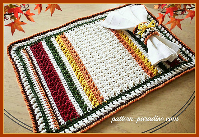 X Stitch Harvest Placemat & Napkin Ring