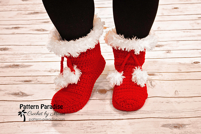 Crochet Pattern Santa Boot Slippers Petal Baby Booties