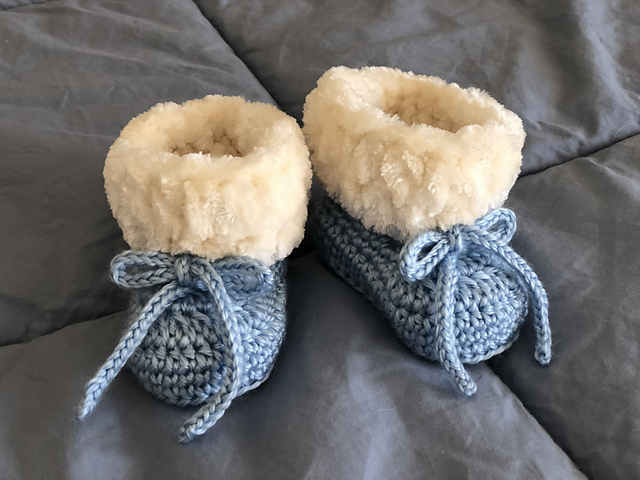 Faux Fur and Wool Baby Booties