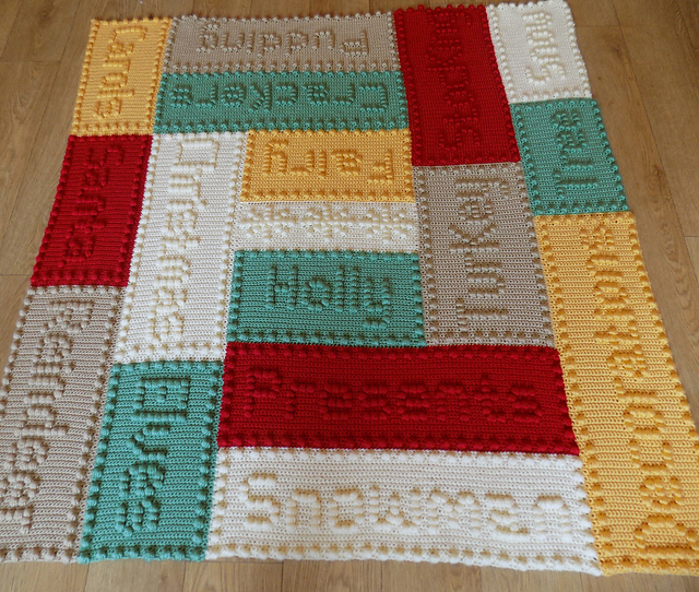 Christmas Word Motifs Lap Blanket