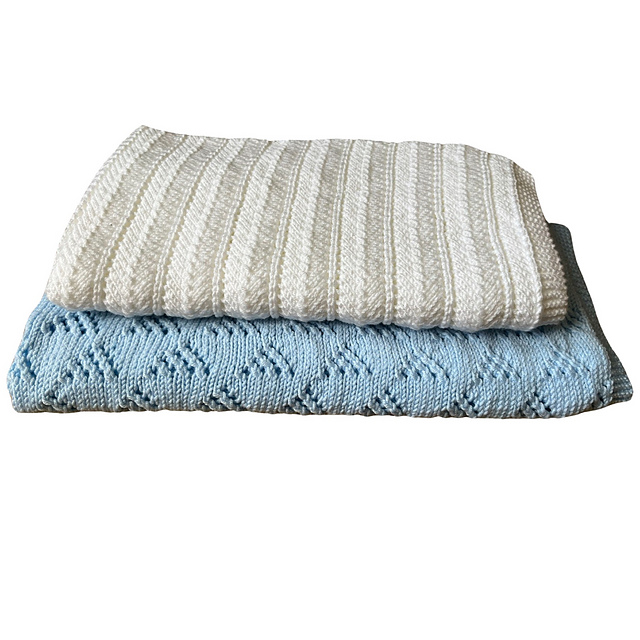 2 Baby Blankets Lacy Lanes & Triangles