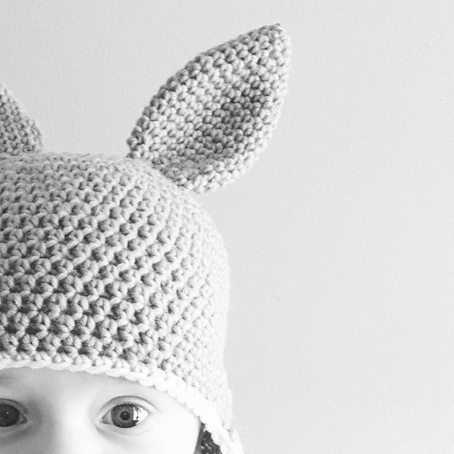 Bunny ear beanie with Floral/Bow detail 0-12m