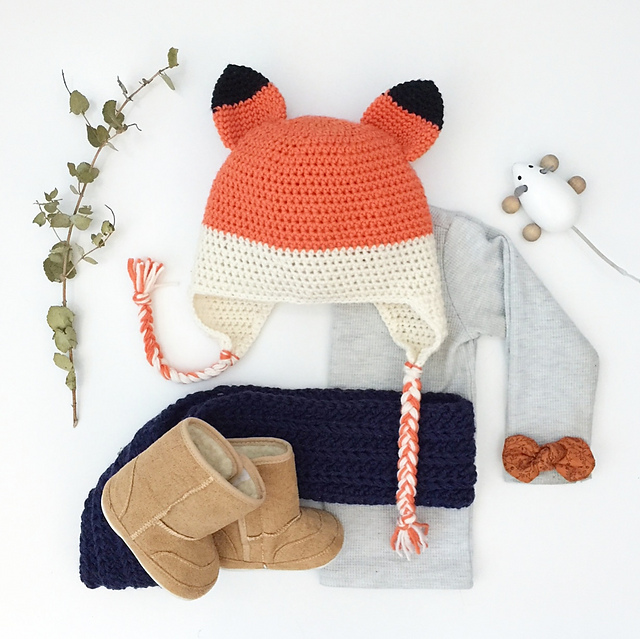 Childrens fox beanie