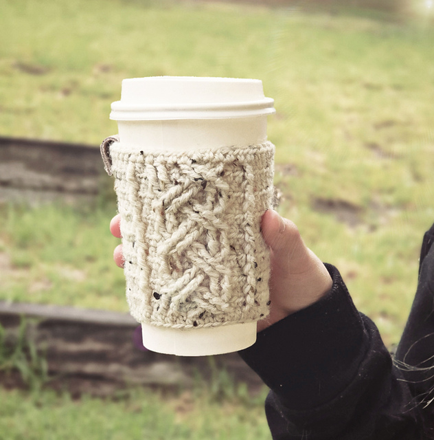 Cabled Coffee Cozy