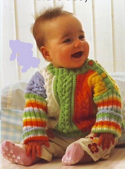 5705 multi colored cabled baby sweater