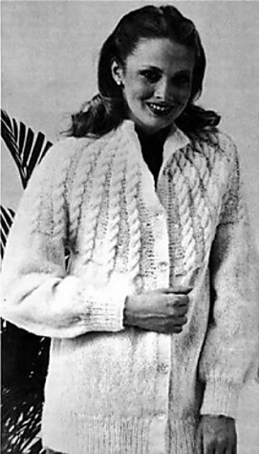 Ladies Cabled Yoke Cardigan