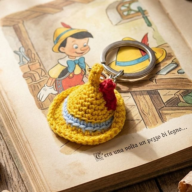 Pinocchio hat keychain