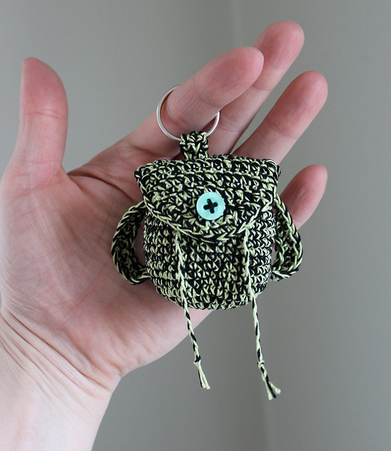 Ravelry Mini Backpack Keychain pattern by Erica Townsend