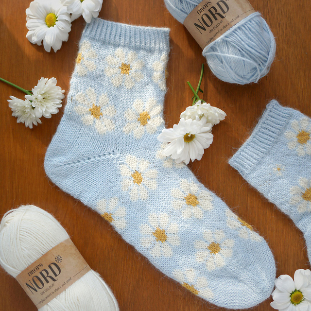 Ravelry: Crazy Daisy Socks pattern by Sarah Louise Jackson - Main Image