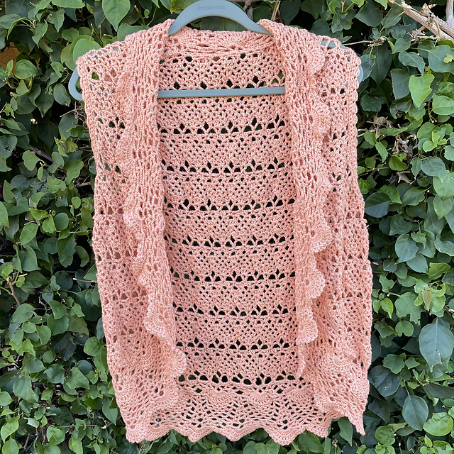 M - Long Vest with Ruffled Edge