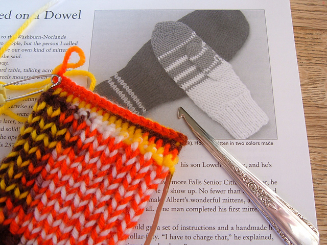Mittens Hooked On A Dowel