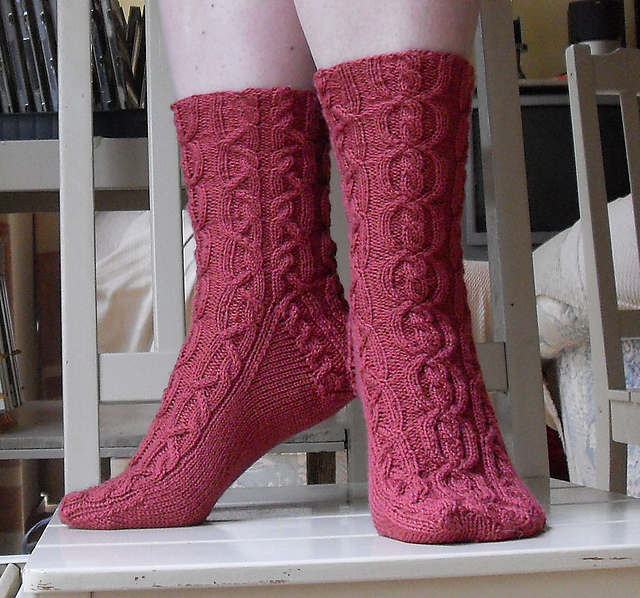 Cranberry Cable Socks