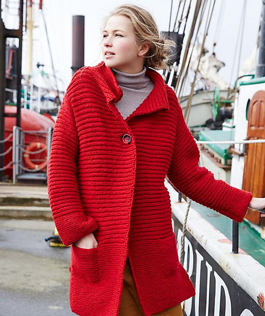 Longjacke mit Rippenmuster