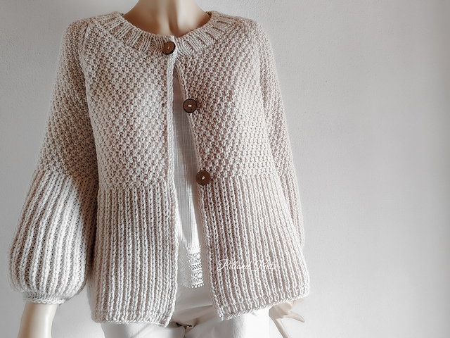 トップス andwang Puff sleeve cardigan Women's Nude Puff Sleeve Cardigan | Whistles US |