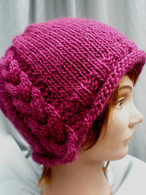 A-Symmetrical Cabled Cloche Hat