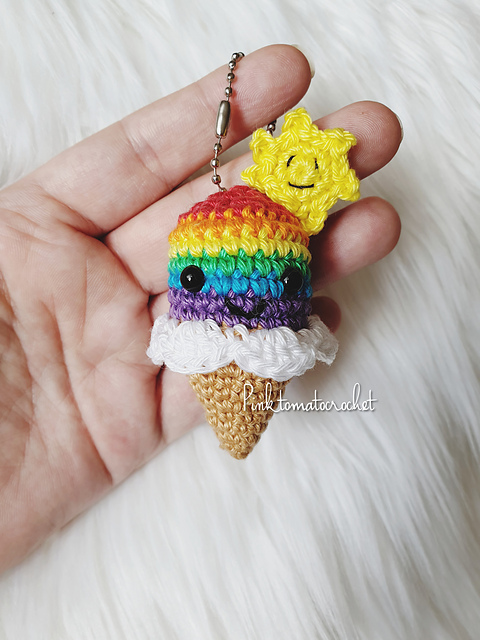 Mini Rainbow Ice Cream keychain