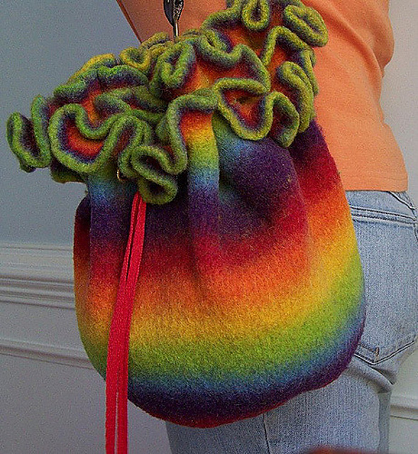 Felted Drawstring Tote Bag