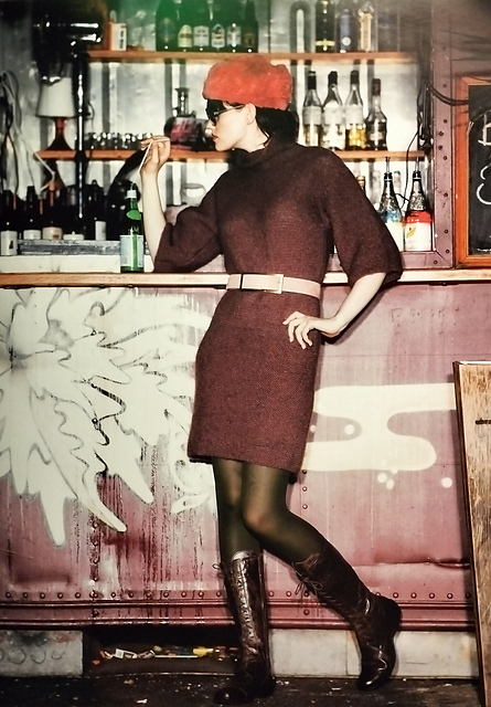 Garter Stitch Dress with Funnel Neck