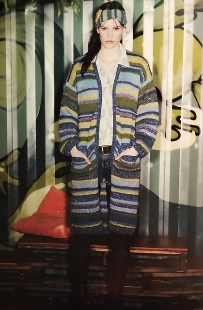 Stripe Coat with Dropped Shoulders