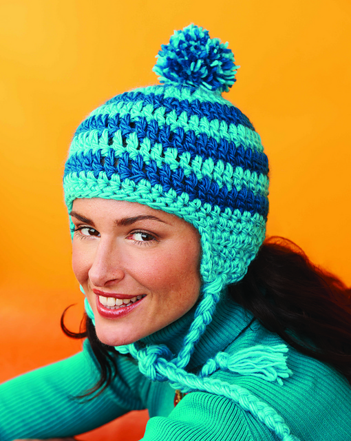 Striped Down Earflap hat