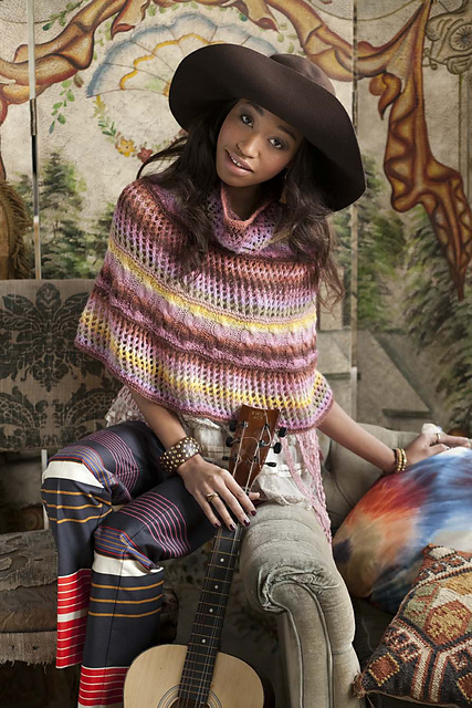 Multi-texture Cowl-neck Poncho