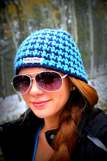Houndstooth Beanie (Reversible) - Adults