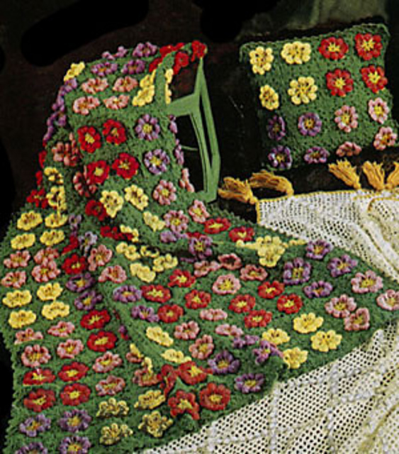 Flower Garden Afghan and Pillow