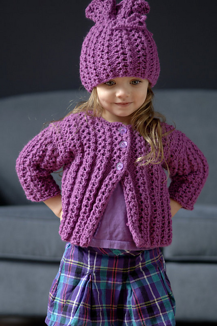 2620 Chain Rib Girl’s Cardi