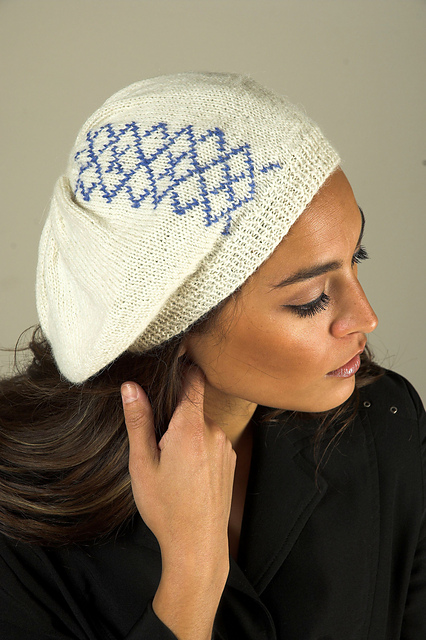 F524 Duplicate Stitch Argyle Beret for the Family