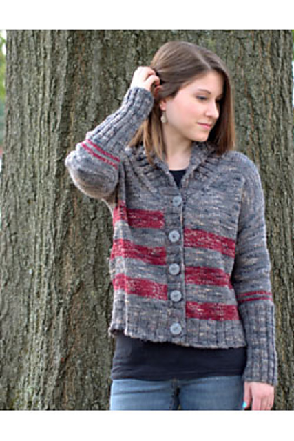 2785 Striped Shawl Collar Cardigan