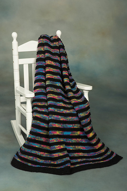Print & Black Stripe Throw 09