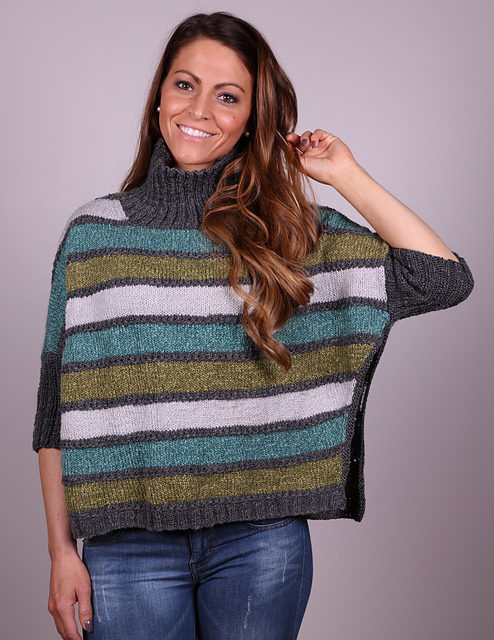3023 Striped Poncho
