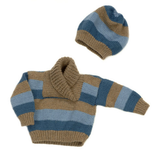 Baby Striped Pullover and Hat