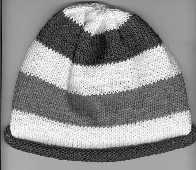 F008 Jeannee Dk Striped Rolled Brim Hat