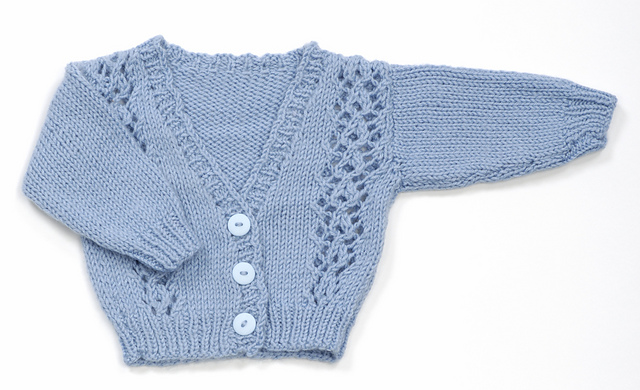 Baby Sweater with V-neck and lace panels