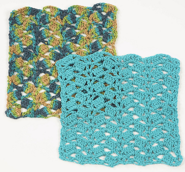 F224 fantasy Naturale Cascading Shells Crochet Washcloth