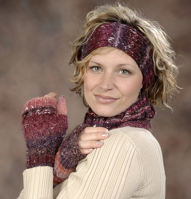 Cabled Mitts, Headband and Neckwarmer