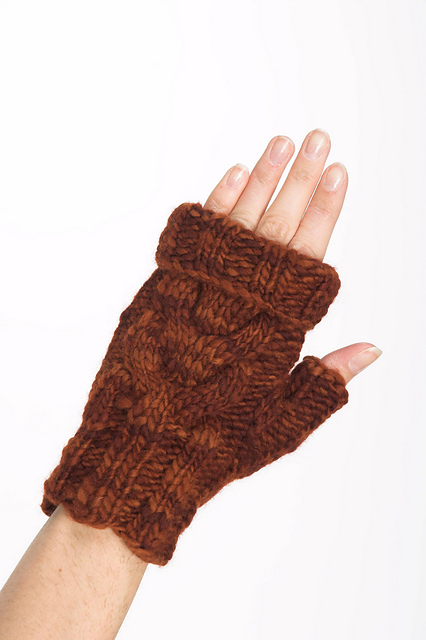 F259 Trabajos Del Peru Cabled Fingerless Gloves