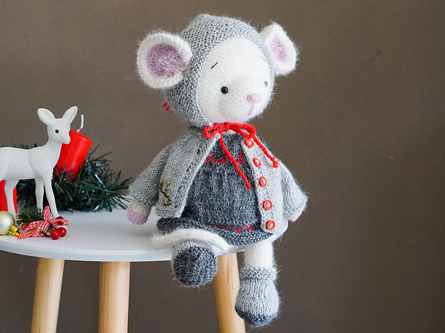 Doll Toy Clothes - Outfit Xmas mouse girl